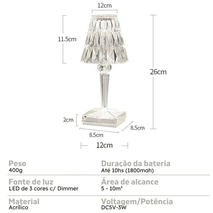 Luminária de Mesa LED Sem Fio 3 em 1 Premium -Acasa