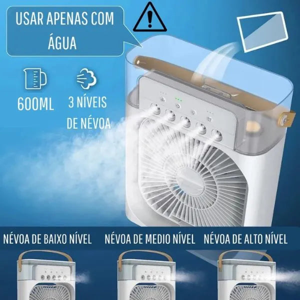 Ventilador com Umidificador de Ar Portátil  Acasa  🧊