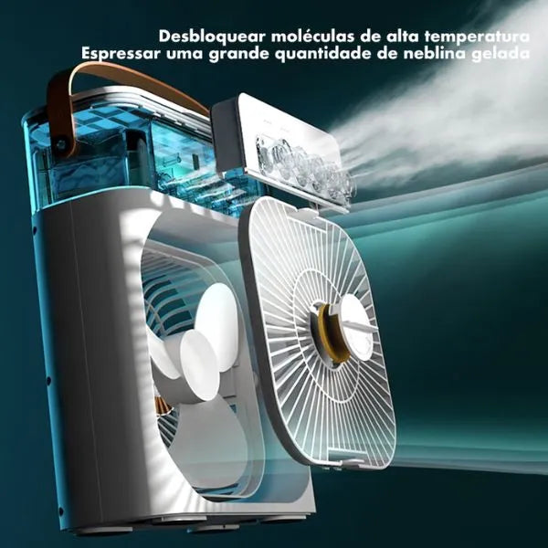 Ventilador com Umidificador de Ar Portátil  Acasa  🧊