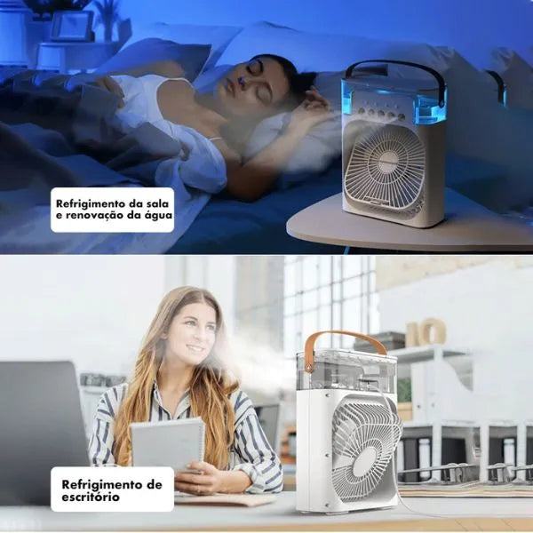 Ventilador com Umidificador de Ar Portátil  Acasa  🧊