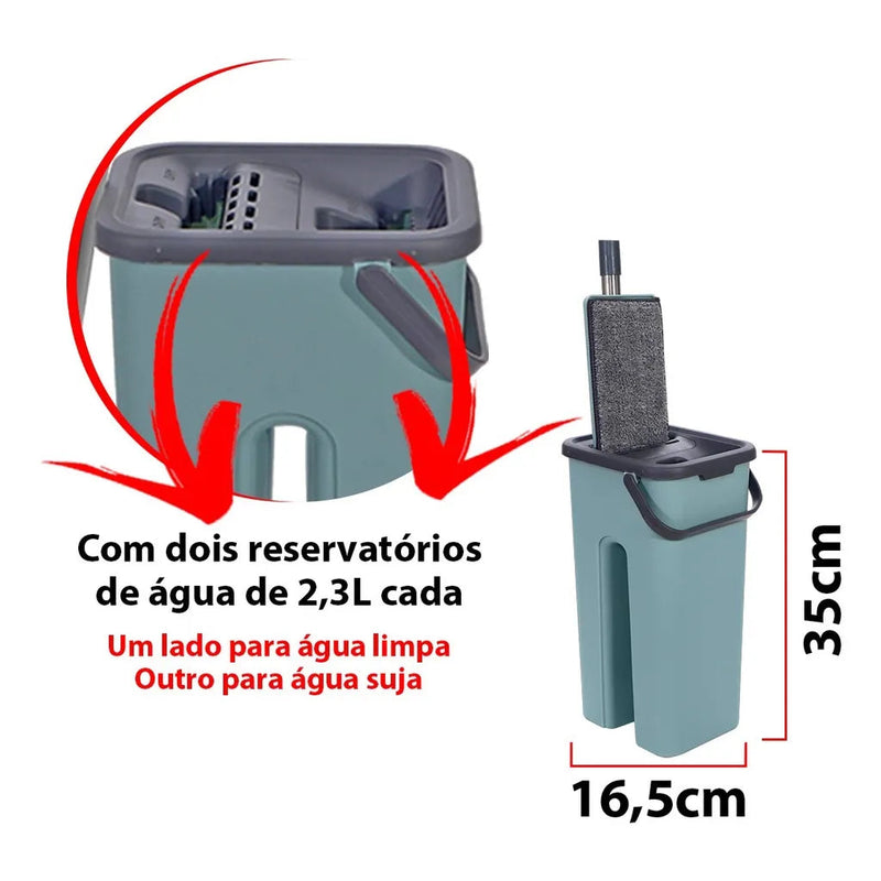 Mop de Limpeza Giratório com Esfregão e Balde - Acasa