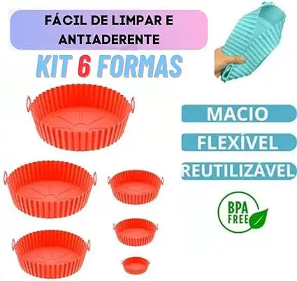 Protetor para airfryer de silicone reutilizaveis kit 6 medidas diferentes -Acasa