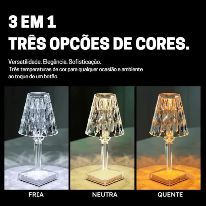 Luminária de Mesa LED Sem Fio 3 em 1 Premium -Acasa