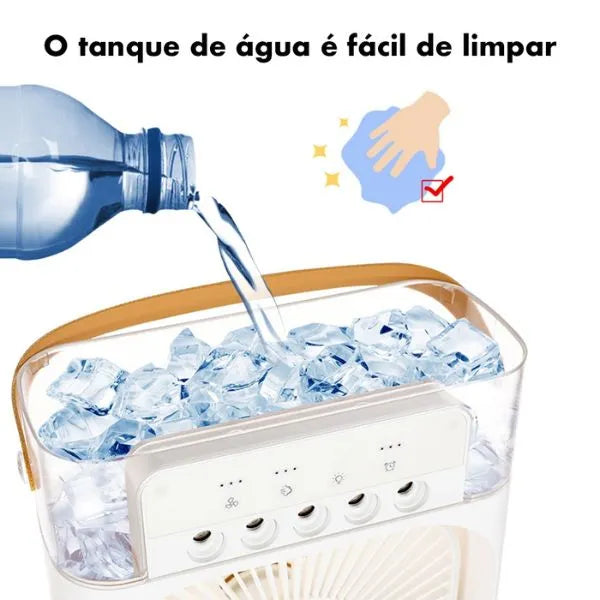 Ventilador com Umidificador de Ar Portátil  Acasa  🧊